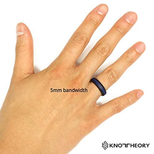 Knot Theory Blue Striped Silicone Ring for Men Women - Thin Blue Line Police 8mm Wedding Band Size 11 — view 7
