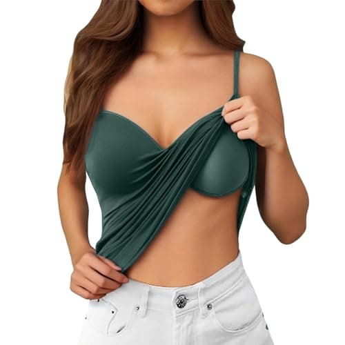 Womens Tank Top with Built in Bra Padded Sleeveless Workout Yoga Camisole Stretch Slim Fit Scoop Neck Casual Tops