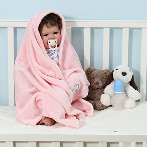CREVENT Set for Girls -Diaper Caddy Organizer Basket with 2 Blankets, 1 Taggie, 1 Lovey, 3 Socks，1 Headband，1 Gift Bag with Ribbon - Newborn Essential Gift Set (Pink) — view 4
