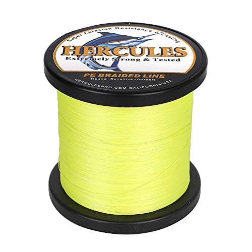 HERCULES Super Cast 1000M 1094 Yards Braided Fishing Line 50 LB Test for Saltwater Freshwater PE Braid Fish Lines Superline 8 Strands - Fluorescent Yellow, 50LB (22.7KG), 0.37MM — view 3