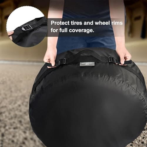 Explore Land Seasonal Tire Cover - Spare Tire Bag with Handle, Heavy Duty Winter Wheel Storage Tote Against Dust and Scratches, 4 Pack (Fits Tire Diameters 26''-28.75'', Black) — view 5