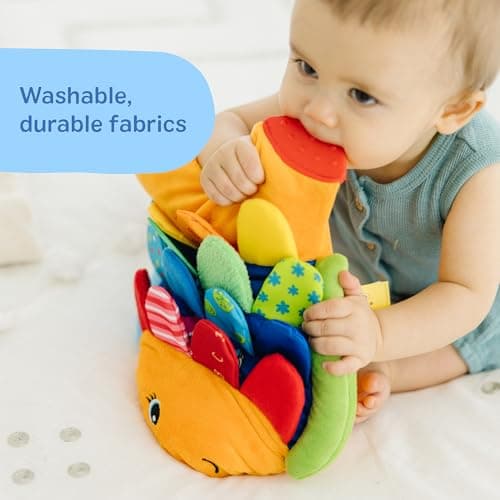Melissa & Doug K’s Kids, Flip Fish Stuffed Animal, Soft Baby Book, Multi-Textured Squeaking & Crinkling Infant Sensory Toys for Babies with Baby Mirror, Tummy Time Toys for Infants Ages 0–9 Months — view 7
