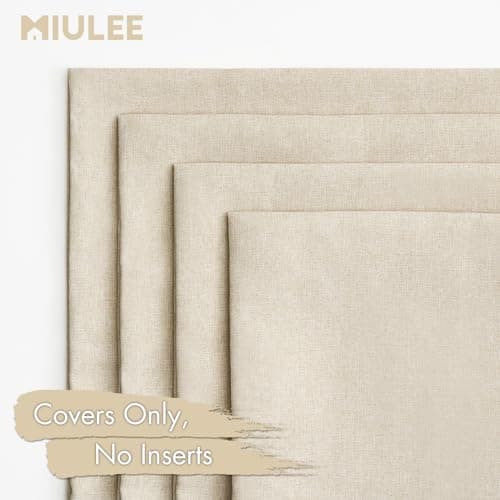 MIULEE Pack of 4 Decorative Outdoor Throw Pillow Covers Linen Waterproof Pillow Covers Farmhouse Cushion Cases for Patio Garden Tent Balcony Couch Sofa 18x18 inch Beige — view 4