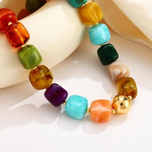 TENTMENTISE Chunky Necklaces for Women, Colorful Choker Necklace for Women, Womens Summer Beach Outfits Gifts, Beaded Necklaces, Boho Beach Summer Jewelry Gift, Womens Vacation Holiday Birthday Gifts — view 3