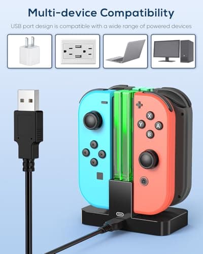 FYOUNG Controller Charger Dock Compatible with Nintendo Switch/Switch OLED for Joycons, Charging Stand Station Compatible with Switch/OLED Controller Accessories with a Type-C Charging Cord — view 5