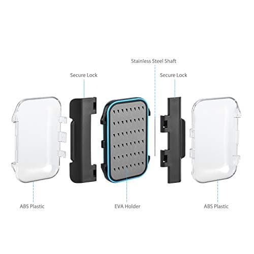Gonex Fly Boxes for Fly Fishing Jig Boxes Two-Sided Waterproof Lightweight Fly Fishing Box Easy Grip Transparent Lid Fly Fishing Lures Box, 4.1"x 3.0"x 1.2", Grey — view 4
