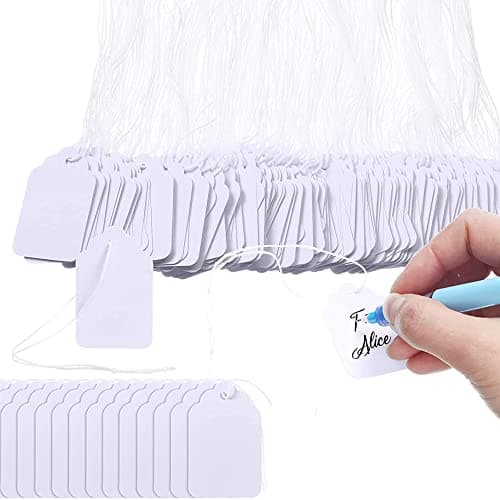 1100 pcs Marking Price Tags White Smooth Surface Labels Hanging String Display Tags for Pricing Gift Jewelry Clothing Yard Sale Products Shoes Teabags DIY Crafts