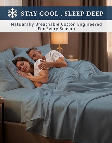 100% Egyptian Cotton King Size Sheets- Naturally Breathable & Durable Winter Comfort, Ultra-Soft Hotel Comfort with 15" Deep Pocket King Sheet Set, Silky Sateen Weave Luxury You Can Feel- French Blue — view 6