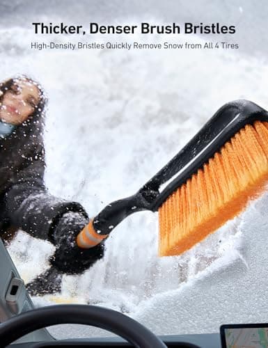 AstroAI 27" Snow Brush and Ice Scrapers for Car Windshield, Detachable Snow Scrapers with Ergonomic Foam Grip for Cars, Trucks, SUVs (Heavy Duty ABS, PVC Brush, Orange) — view 2