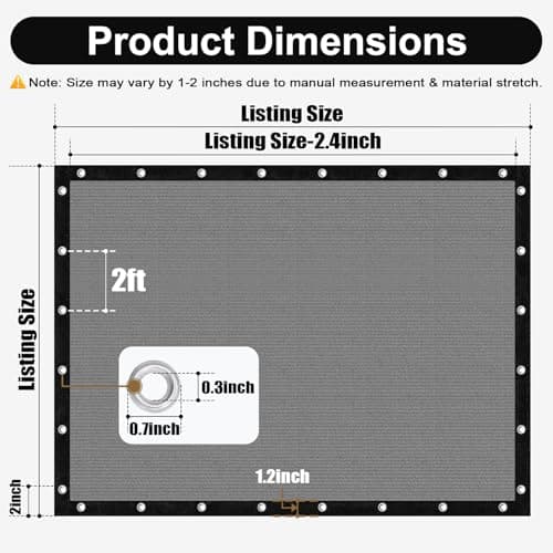 Artpuch 90% Sun Shade Cloth, 10 x 10 FT Pergola Shade Cover Canopy with Grommets, Sun Screen Fabric Tarp for Patio, Outdoor, Garden, Backyard, Light Grey — view 3