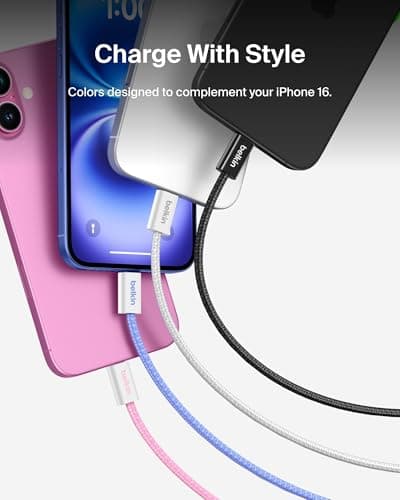 Belkin USB C to USB C Cable 2-Pack, 6.6ft, 60W - Type C Charger, iPhone Charger Cord, Soft, Braided, Flexible for iPhone 17, Galaxy S26, Pixel 10, Airpods, iPad Pro & More, Travel Essentials - Black — view 2