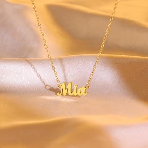 Ldurian Custom Name Necklace, Mia Name Plate Pendant Necklace Pre Gifts, Charm Necklaces Jewelry for Birthday Anniversary — view 4