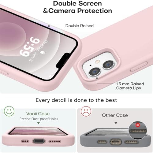 Vooii Compatible with iPhone 12 Case/iPhone 12 Pro Case, Liquid Silicone Upgrade [Soft Anti-Scratch Microfiber Lining] [Shockproof Drop Protection] Phone Case 6.1 inch - Chalk Pink — view 2
