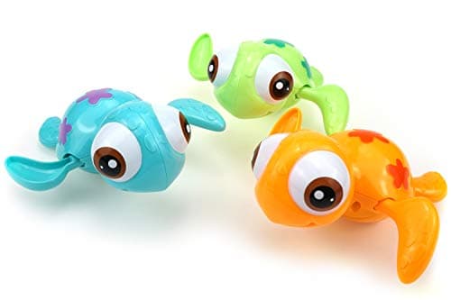 DUCKBOXX XX Wind-up Swimming Sea Turtles Bath Toy, No Battery Mold-Free Anti-Rust Interactive Montessori Toy for Kids 18M+ (3pcs) (Blue Green Orange)