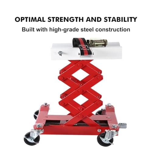 Garvee Transmission Jack 450 LBS Capacity: Low Profile Lift with 2M Safety Straps & 4 Brake Wheels, 7-23 Inch Range for Car & Truck Repair (Red) — view 5