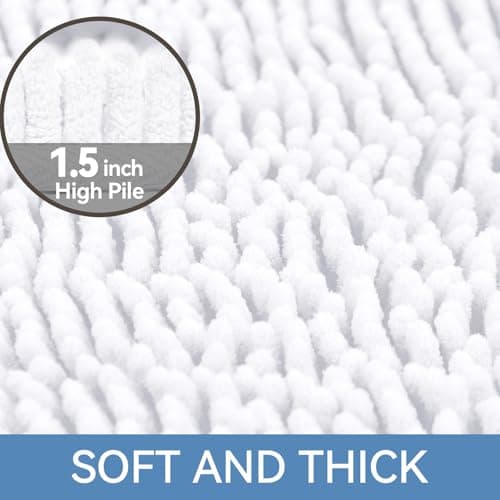 Bcoimo 30x20 Chenille Bath Mat – Non-Slip with Backing Bath Rug Ultra-Absorbent and Machine Washable Bathroom Mat Quick-Dry Design. Ideal for Bathroom Shower and Tub Areas — view 2