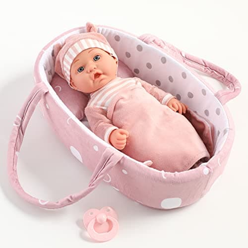 Enjoyin 12'' Baby Doll Toy Set with Accessories Includes Carrier Bassinet Bed, Pacifier, Blanket, and Pillow, Baby Doll Toy for Toddlers 36 Months and Up