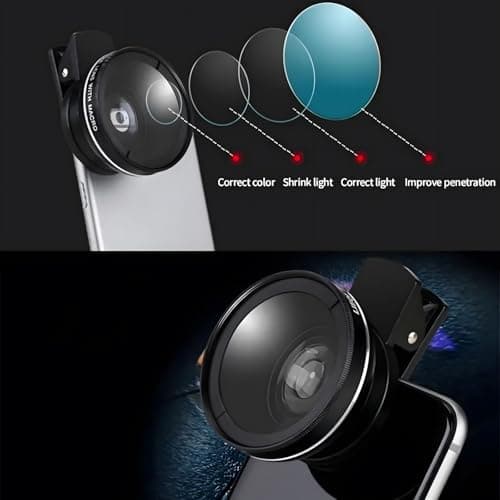 2-in-1 Mobile Phone Lens Kit - 15x Macro & 0.45x Wide-Angle Lens for iPhone, Samsung & Android Smartphones (Black) — view 6