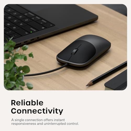 Satechi Slim LX Wired Mouse, Aluminum Design with USB-C Connectivity, Quiet Click Performance, Designed for Mac and PC Setups, Space Black — view 3