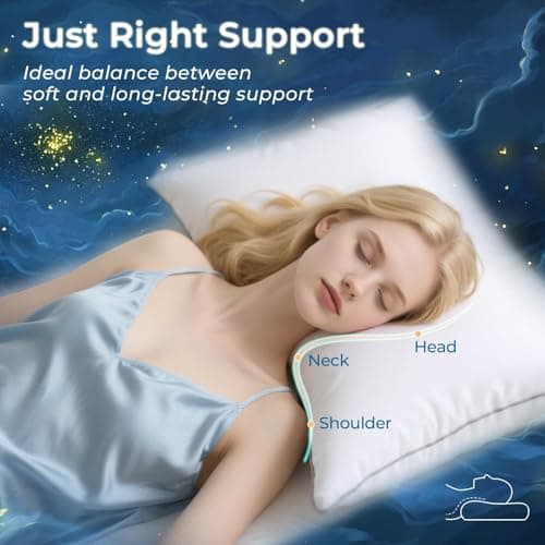 Sasttie Standard Pillow, Single Full Size Bed Pillow for Side, Back, and Stomach Sleepers - Down Alternative Plump Filling - Set of 1, Standard Size, 20x26 Inches — view 2