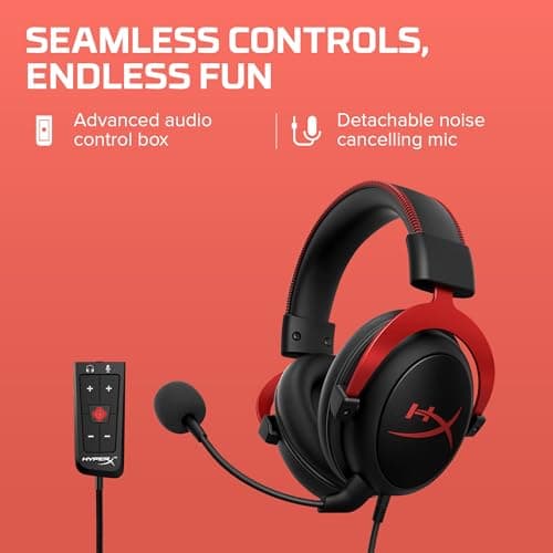 HyperX Cloud II Gaming Headset - 7.1 Surround Sound - Memory Foam Ear Pads - Durable Aluminum Frame - Multi Platform Headset - Works with PC, PS4, PS4 PRO, Xbox One, Xbox One S - Red (KHX-HSCP-RD) — view 3