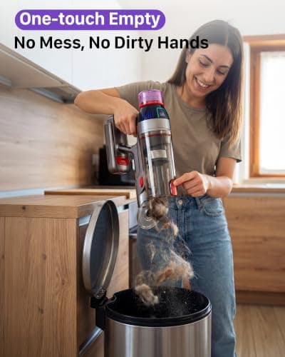 Cordless Stick Vacuum Cleaner for Home: 550W 45KPa Powerful Suction with HEPA Filter,55 Min Runtime, LED Display, Anti-Tangle Brush,Rechargeable Battery,Lightweight for Pet Hair,Carpets & Hard Floors — view 4
