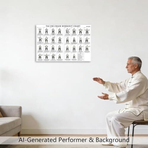 Tai Chi Chair Workout Chart Poster Print Seated Exercises for Beginners and Seniors Canvas Wall Art Living Room Bedroom Home Gym Decor 12x18 Inch Unframed A — view 5