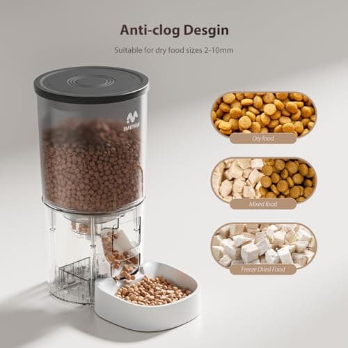 IMIPAW Automatic Cat Feeders, 5L Large Capacity, Timed Feeding Dry Food, Dual Power Design, Programmable Portion Size, 1-6 Meals Per Day, with Desiccant Packet, Suitable for Small Pets Food Dispenser — view 4
