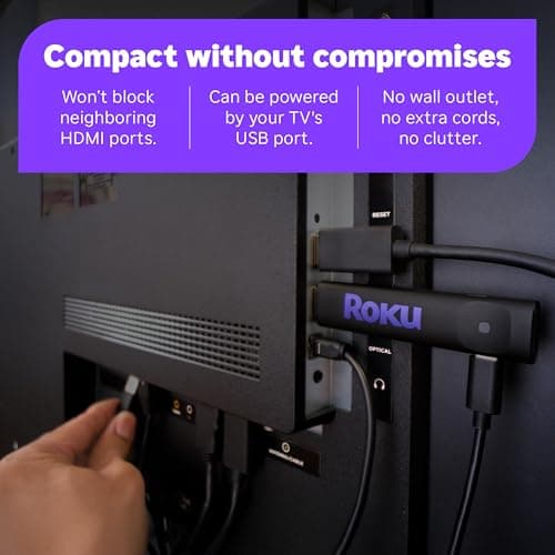 Roku Streaming Stick HD — HD Streaming Device for TV with Roku Voice Remote, Free & Live TV — view 3