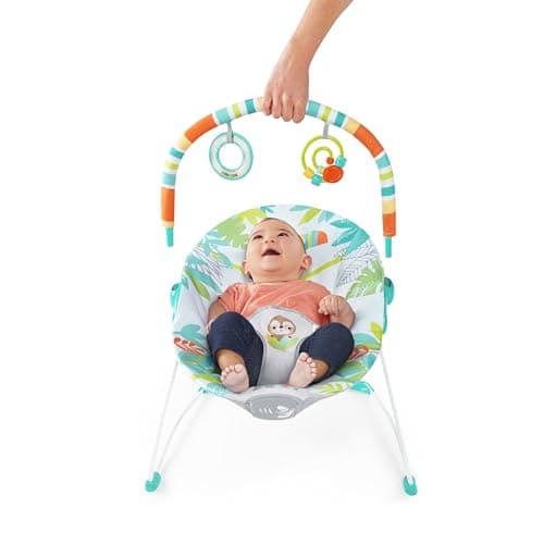 Bright Starts Rainforest Vibes 3-Point Harness Vibrating Baby Bouncer with -Toy bar — view 5