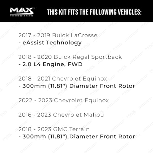 MAX Advanced Brakes - Front Brake Kit For 2018-2023 Chevrolet Equinox, 2018-2023 GMC Terrain (11.81" Dia Fr Rotors)| Carbon Ceramic Brake and Rotor Kit| Drilled Slotted Brake Rotors