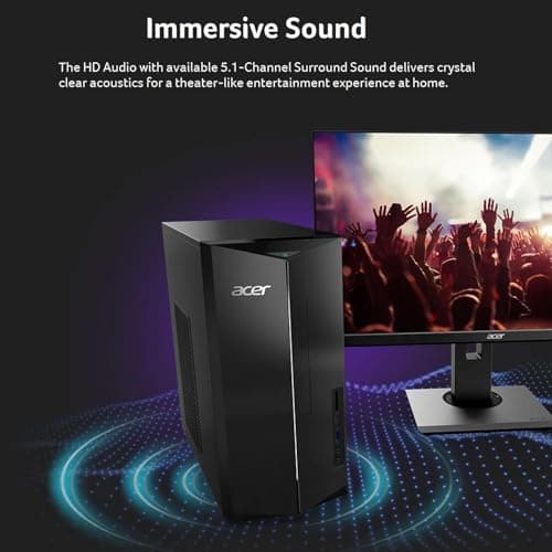 Acer Aspire Business Desktop | 16GB DDR5 RAM, 1TB Storage(512GB SSD & 500GB HDD) | Intel 4-core i3 (Beat i5-12400T) | WiFi6+Bluetooth5.1 | Keyboard+Mouse | Windows 11 Pro