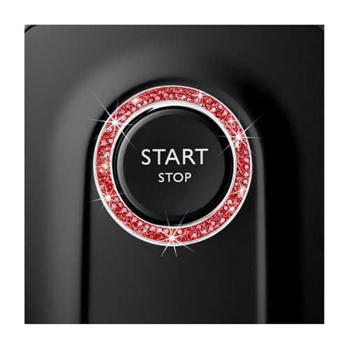 CCHRN Car Bling Engine Start Ring Decals, Crystal Rhinestone Push Start Button Decorative Ring, Universal Sparkling Key Ignition Knob Cover for Women Girls, Car Accessories (Red)