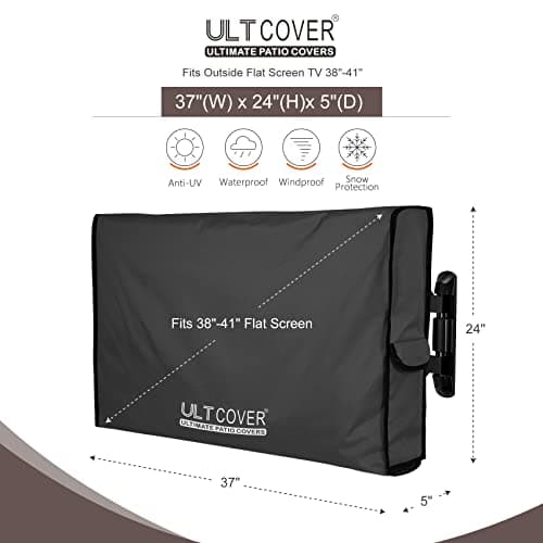 ULTCOVER Waterproof Outdoor TV Cover for 38-41 inch Outside Flat Screen Televisions with Mounts and Stands, Black