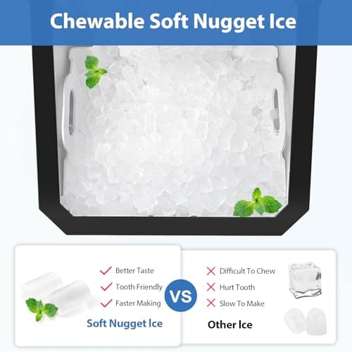 Aeitto Nugget Ice Maker Countertop, 55lbs/24H Ice Machine with 3.6L Water Tank&3.2Lbs Ice Basket, Self-Cleaning Pebble Ice Maker with Stainless Steel Housing for Home Office and Party, Silver — view 2