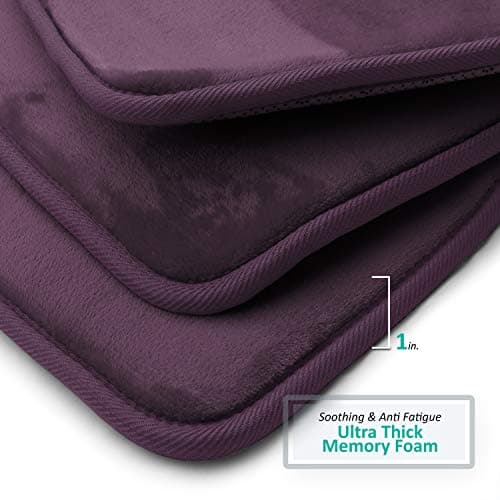 Clara Clark 2-Pack Bath Mat Set - Large and Small Bathroom Rug Set, Absorbent Memory Foam Bath Rugs, Non-Slip, Thick, Cozy Velvet Microfiber Bathrug, Plush Shower, Toilet Floor Bathmats Carpet, Purple — view 4