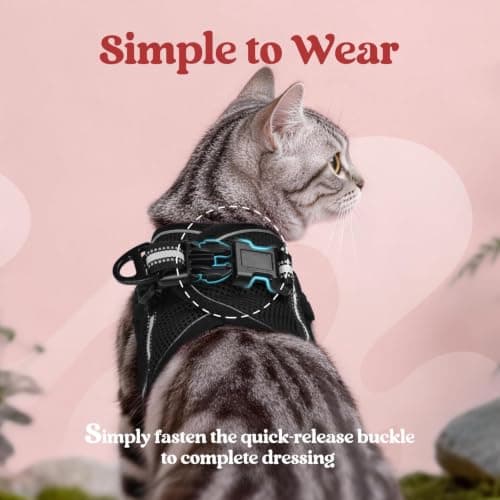 rabbitgoo Cat Harness and Leash Set, Step-in Soft Vest, Black — view 3