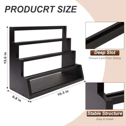 MCAEFER ZHCY 4-Tier Graded Trading Baseball Football Sports Card Display Case,Wooden Card Display Stand,Exquisite Trading Card Display for Card Game Collection