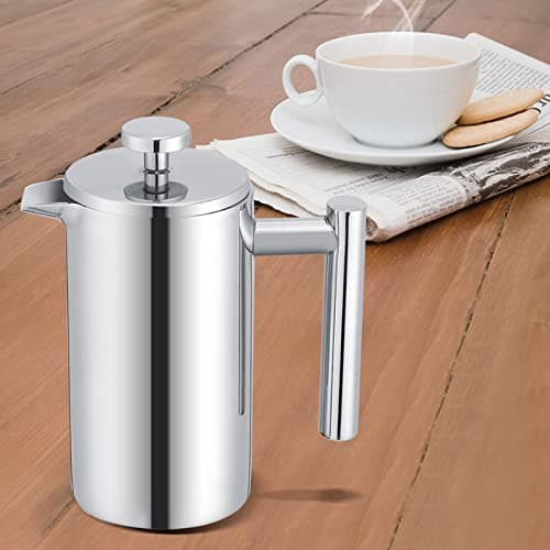 Zerodis French Press Coffee Maker Stainless Steel Tea Press 350ML Double Wall Insulated Precision Filter Cool Touch Handle Mirror Finish for Coffee Tea Lovers Home Office — view 8