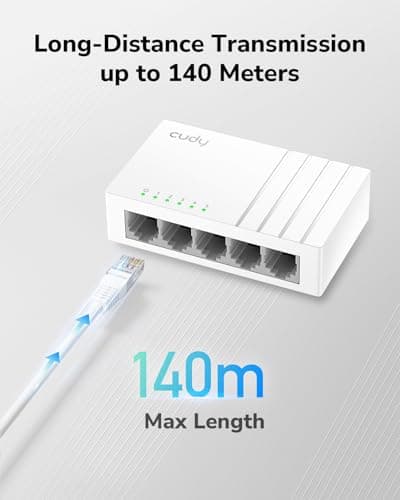 Cudy GS105U 5 Port Gigabit Ethernet Switch with USB-C Power Jack Desktop Ethernet Splitter Plastic Case Unshielded Switch Plug & Play Fanless Unmanaged — view 3