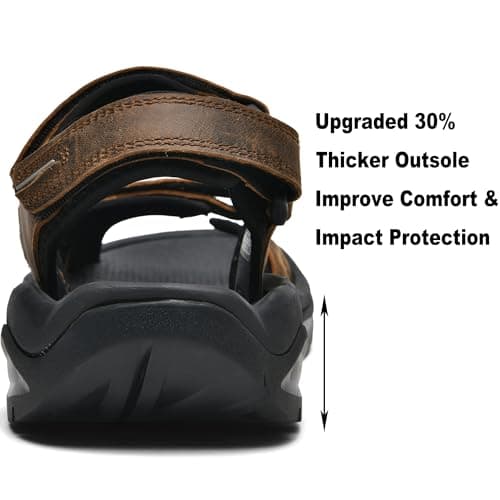 SHOPARKED Men's Leather Athletic Sandals Hiking Shoes EVA Cushion Foam Midsole With Arch support Rugged Durabrasion Rubber Outsole Dark Brown 9.5 — view 4