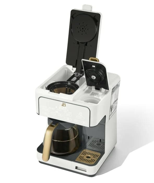 Beauti Multi Brew 12 Cup Programmable Drip & Single Serve Coffee Maker, Versatile Brewing (6oz, 8oz, 10oz, 12oz, 14oz), Pods or Ground, Over Ice option, Keep Warm mode (White) — view 7