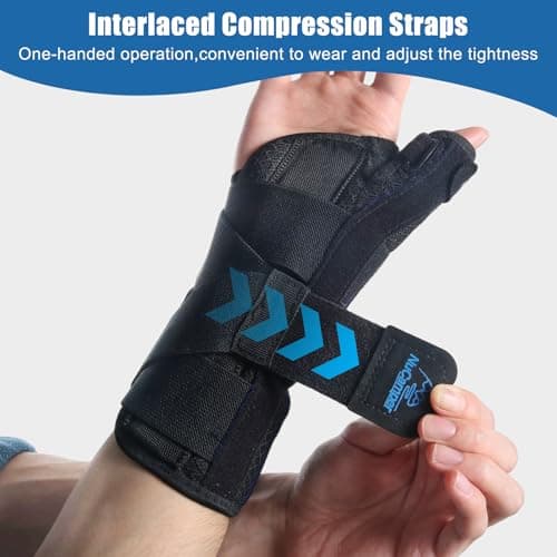 NuCamper Carpal Tunnel Wrist Brace with Thumb Support, Thumb Spica Splint for Tendonitis, De Quervains Tenosynovitis, Trigger Thumb, Arthritis Pain Relief for Men Women - Right Hand, S/M — view 3
