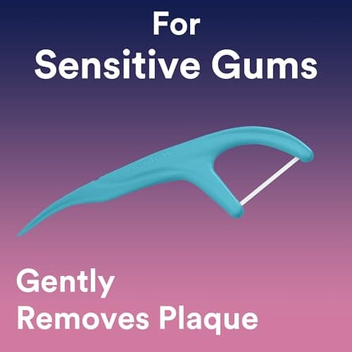 DenTek Comfort Clean Sensitive Gums Floss Picks, Soft & Silky Ribbon, 150 Count, 6 Pack (Blue) — view 5