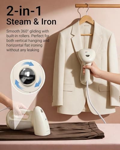 Bear Steamer for Clothes, 1300W Handheld Clothes Steamer,Garment Steamer with 230ml Tank,Fast Heat-up, Auto-Off, Steam Iron for Fabric Wrinkle Remover with Brush — view 3