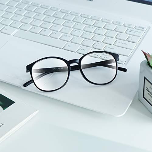 Blue Light Blocking Glasses for Women, Anti Eyestrain, Computer Reading, TV Glasses, Stylish Square Frame, Anti Glare (Black, 3.25 Magnification) — view 5