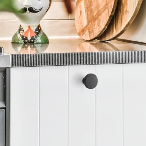 HOME EDIT 10 Pack Black Cabinet Knobs, 1-1/5 Inch Round Drawer Knobs for Kitchen Cabinets, Dressers & Closet Doors — view 3