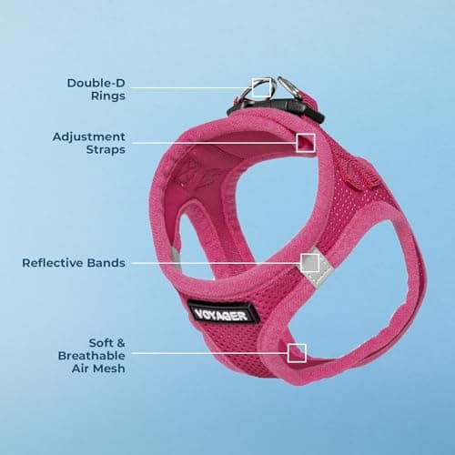 Best Pet Supplies Voyager Step-in Air Harness - All Weather Mesh, Reflective, No Pull Harness for Dogs, Cats - Secure with Hook & Loop Fastener, Buckle, Double D-Rings - Fuchsia, S — view 3