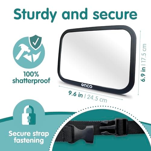 Onco Baby Car Mirror for Back Seat - Double Award-Winning, 100% Shatterproof Mirror, 360° Baby Must Haves, New Born Essentials, Car Mirror Rear Facing, Universal & Shake-Proof — view 4