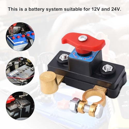 Car Battery Cut Off Switch, Pure Copper High Conductivity Battery Disconnect Switch Stable Transmission for Car Truck Boat RV — view 3